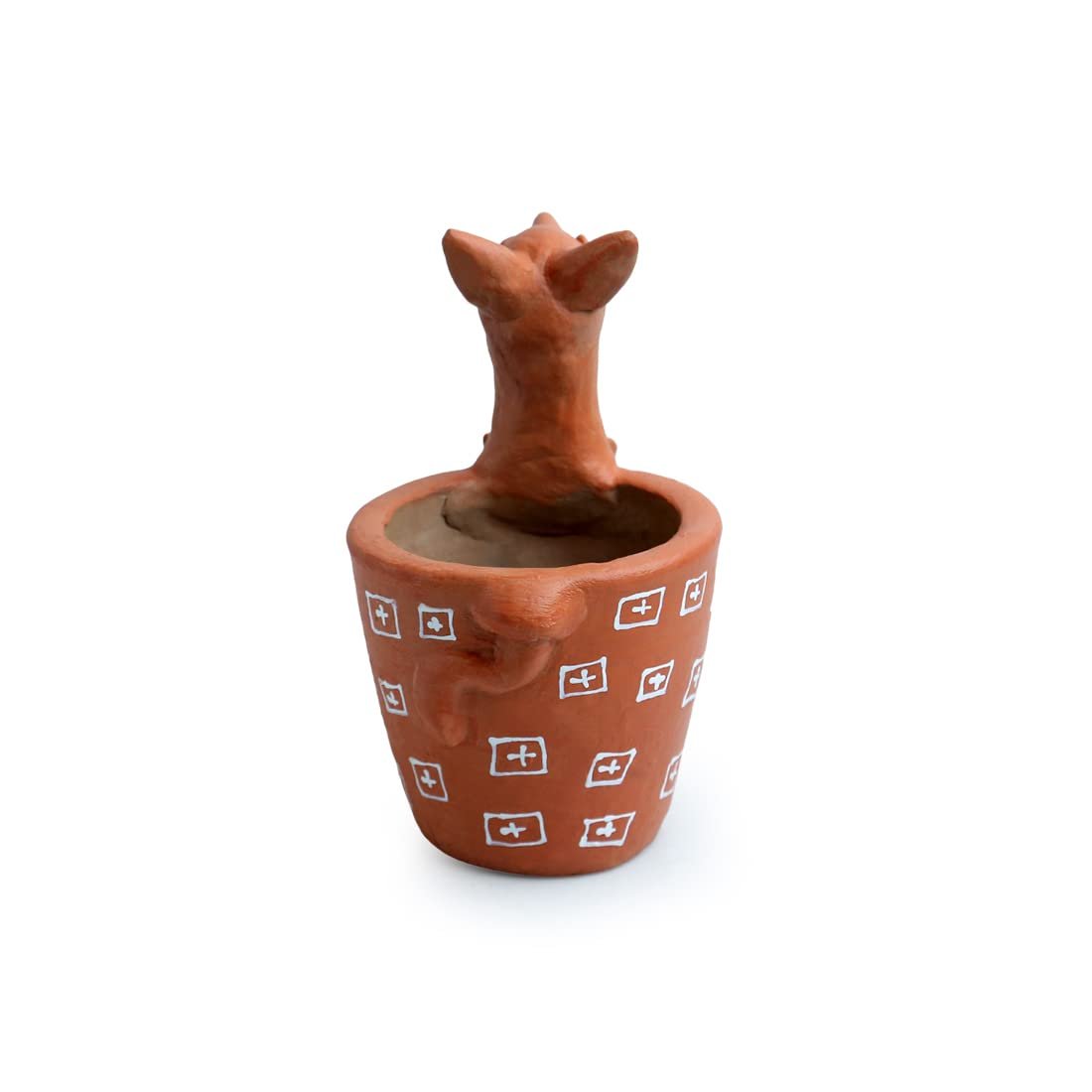 ExclusiveLane 'Kangaroo & Kid' Table Planters for Living Room (7 Inch, Handpainted)| Flower Pots Terracotta Planters Pot for Home Decoration Plant Pot for Indoor Plants Clay Terracotta Pots for Plants - Image 4
