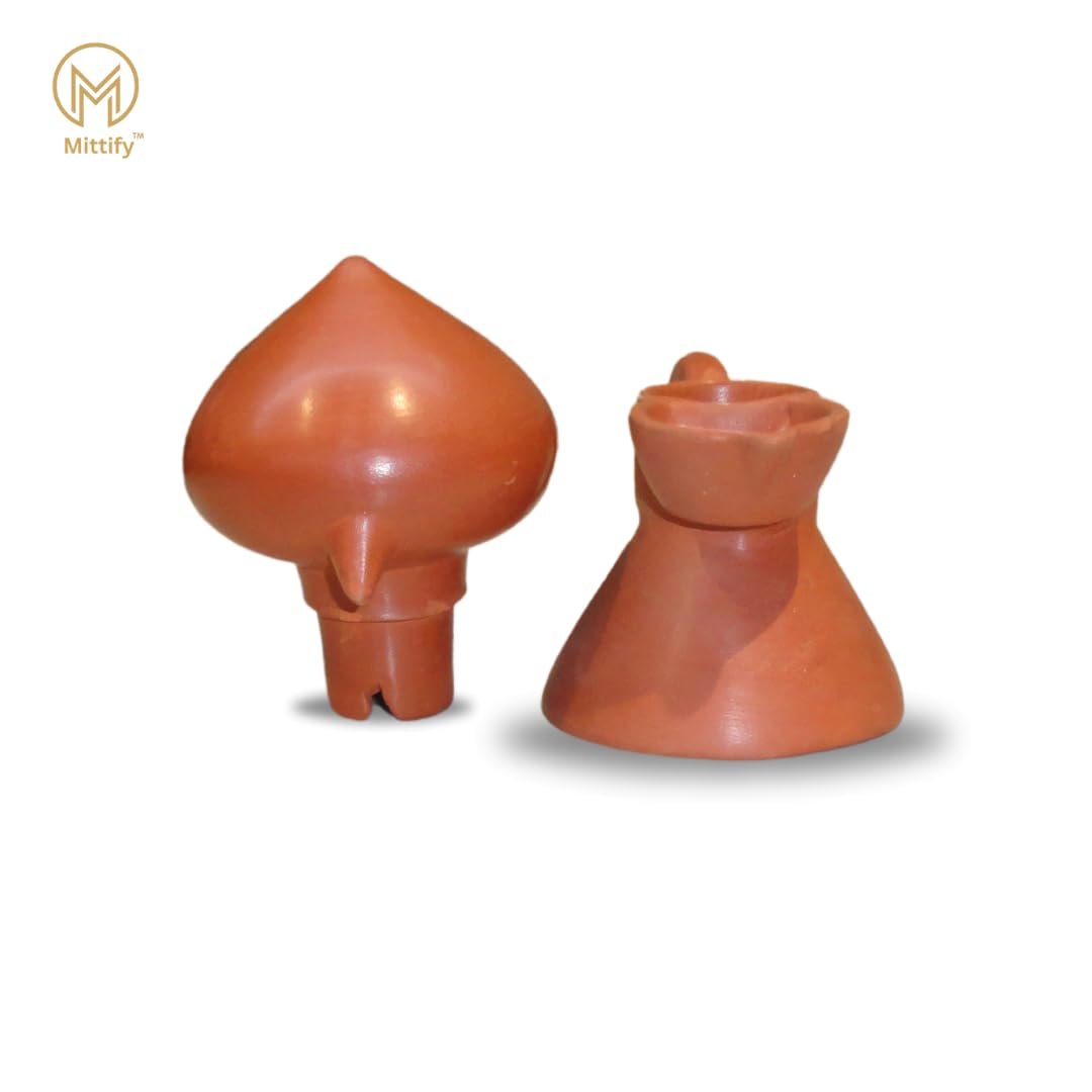 Mittify Handmade Clay Indian Pooja Oil Lamp, Indian Clay Diya Lamp, Aakhand Diya Design for Diwali, Clay Oil Lamp for Pooja, Lamp Oil,Long Lasting Burn Time Oil Lamp - Image 3