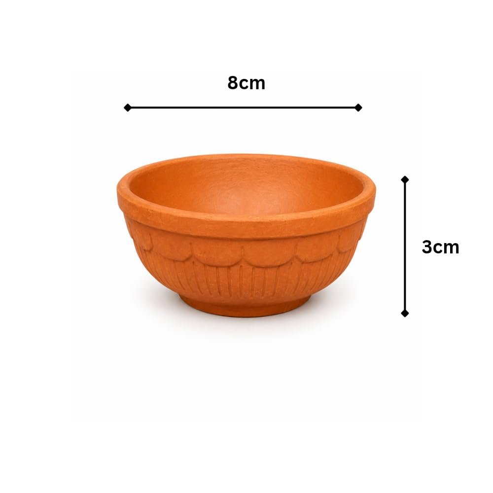 Traditional Handmade Terracotta Clay Bowl Set of 4, Natural Brown - Image 3