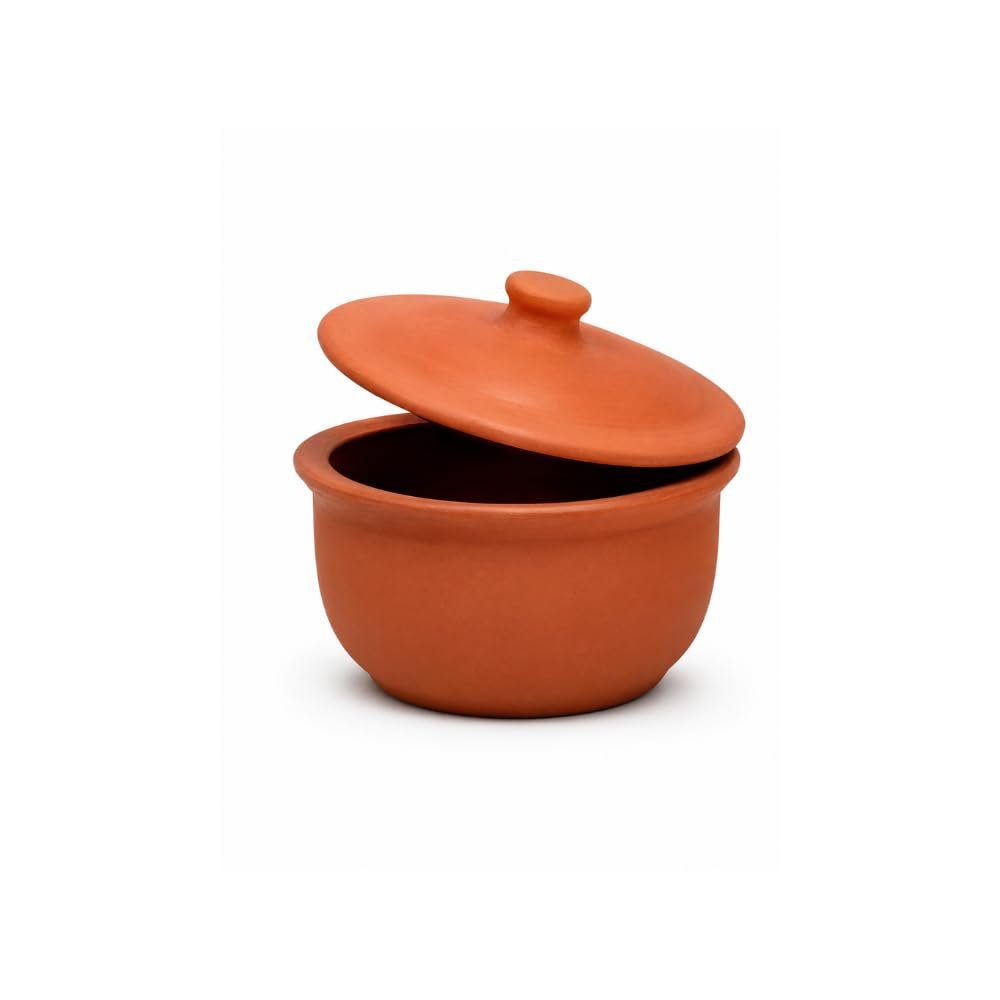 Clay Curd Pot Small with Lid 200ml | Handmade Terracotta Dahi Handi for Homemade Dahi | Natural Unglazed Earthen Pot Salt Setter & Serving Pot | Rustic Traditional Kitchenware Brown - Image 3