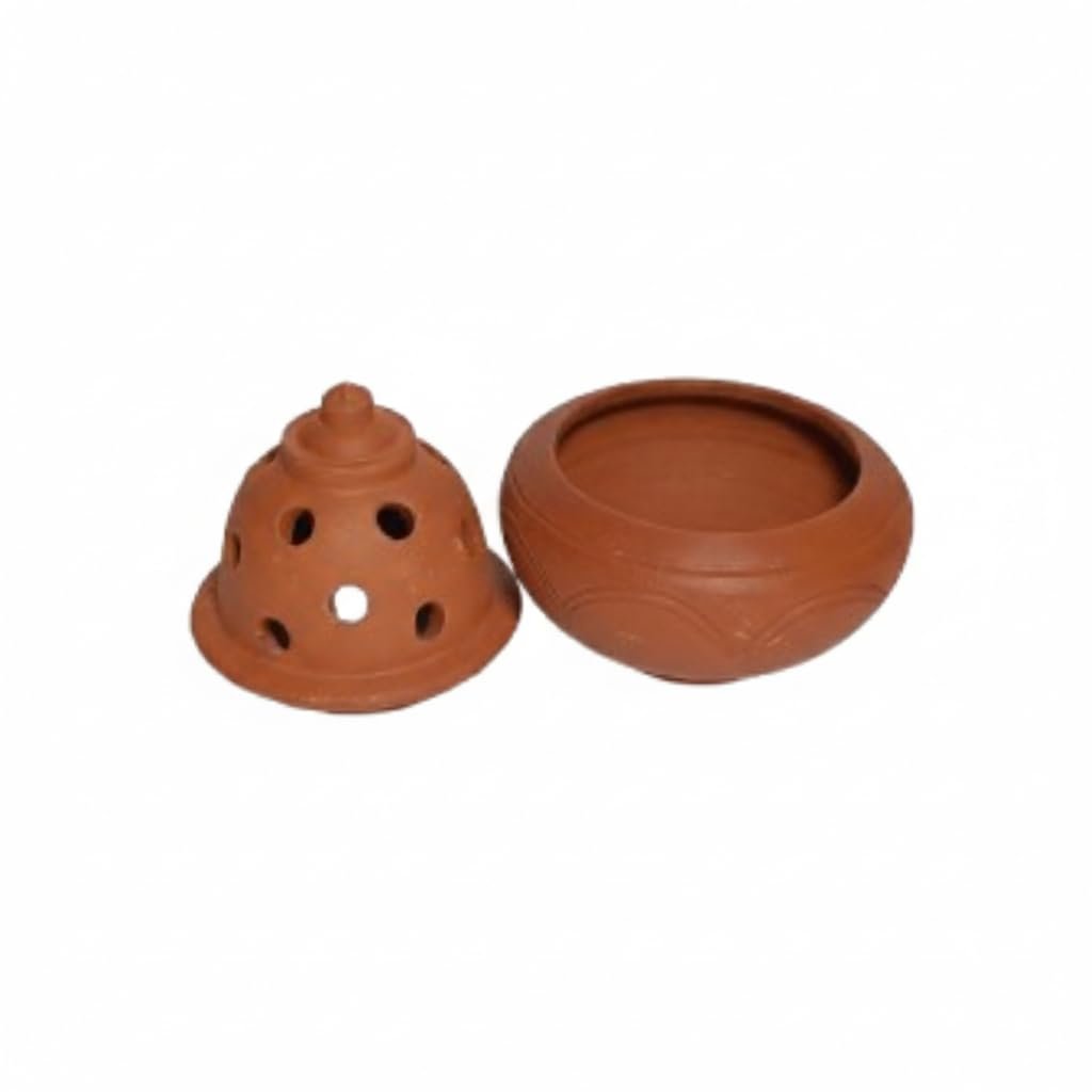 Handcrafted Terracotta Incense Cone Holder with lid | Decorative Sambrani Stand for Pooja Room, Meditation, Festive Decor | Eco-Friendly Clay Agarbatti Dhoop loban Dani/Dhuni burner & Traditional Gift - Image 4