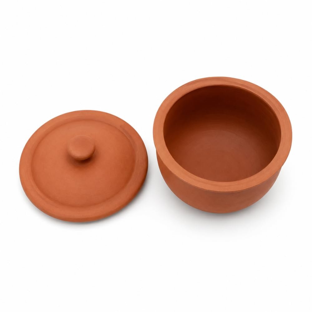 Clay Curd Pot Small with Lid 200ml | Handmade Terracotta Dahi Handi for Homemade Dahi | Natural Unglazed Earthen Pot Salt Setter & Serving Pot | Rustic Traditional Kitchenware Brown - Image 4