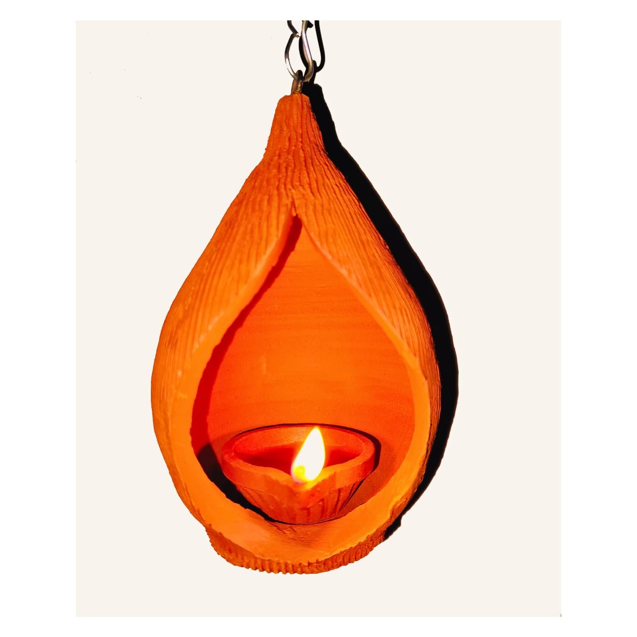Himavat Terracotta Diya Hanging Lamp Collection Clay mitti Diya Coconut Lamps for Home Decor and Spiritual Illumination, Earthenware (8) - Image 3