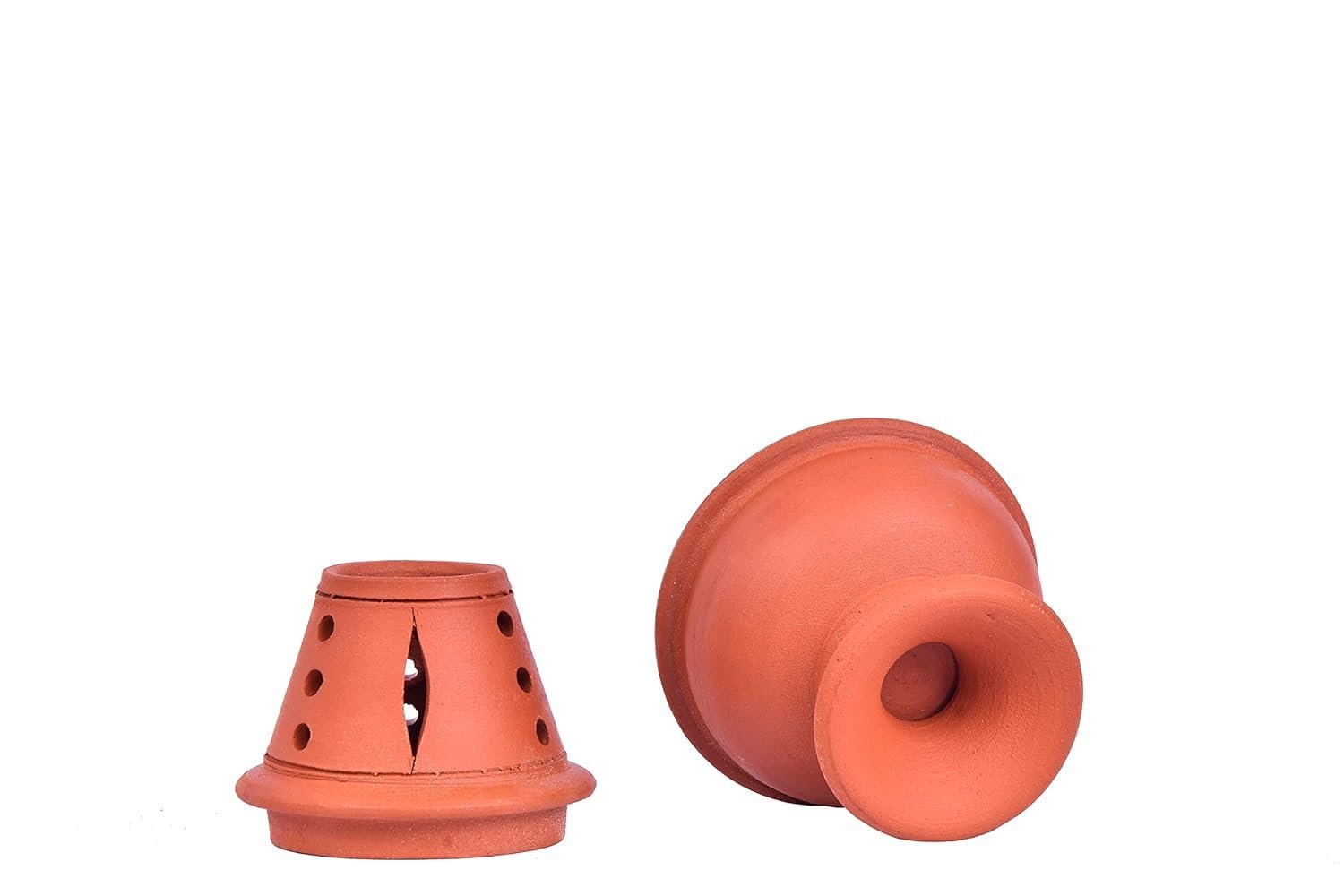 Our Rural Clay Diya for puja Outdoor Terracotta Diya matti deepalu with lid akhand Diya Pack of 2 - Image 4
