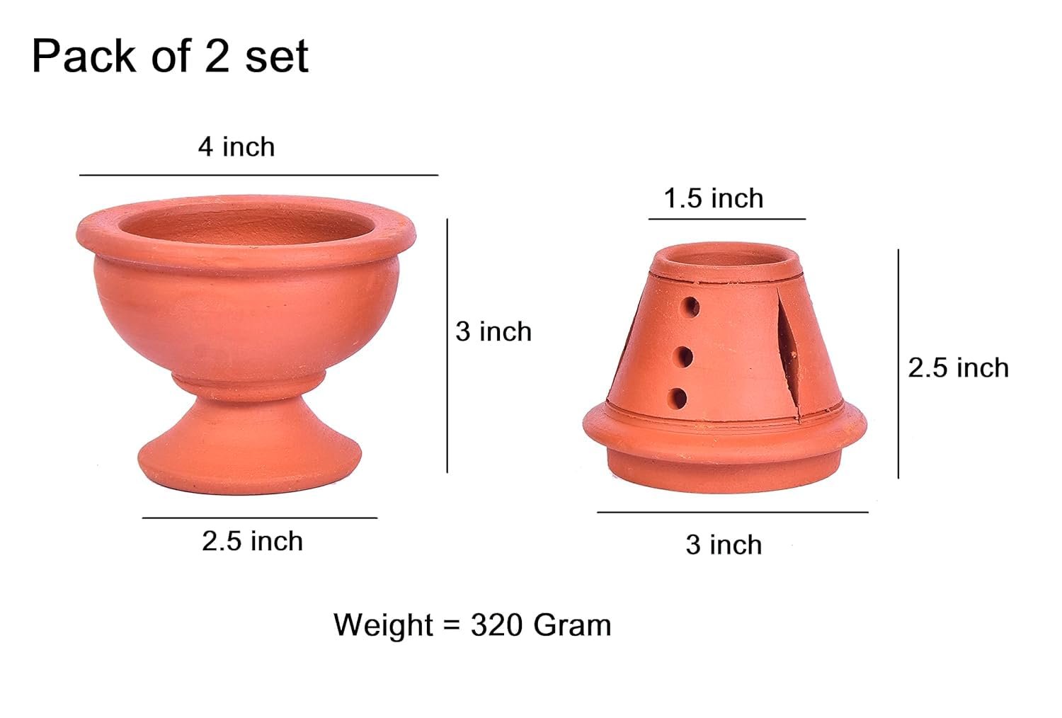 Our Rural Clay Diya for puja Outdoor Terracotta Diya matti deepalu with lid akhand Diya Pack of 2 - Image 3