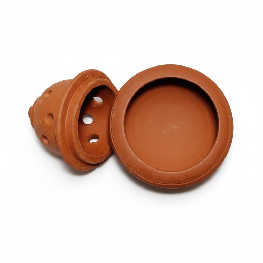 Handcrafted Terracotta Incense Cone Holder with lid | Decorative Sambrani Stand for Pooja Room, Meditation, Festive Decor | Eco-Friendly Clay Agarbatti Dhoop loban Dani/Dhuni burner & Traditional Gift - Image 5