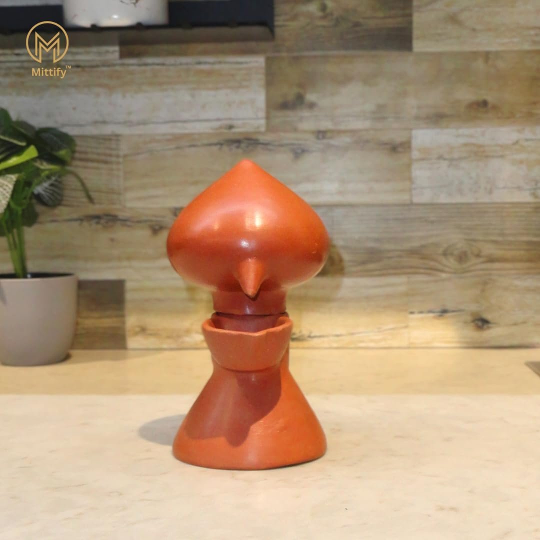 Mittify Handmade Clay Indian Pooja Oil Lamp, Indian Clay Diya Lamp, Aakhand Diya Design for Diwali, Clay Oil Lamp for Pooja, Lamp Oil,Long Lasting Burn Time Oil Lamp - Image 6