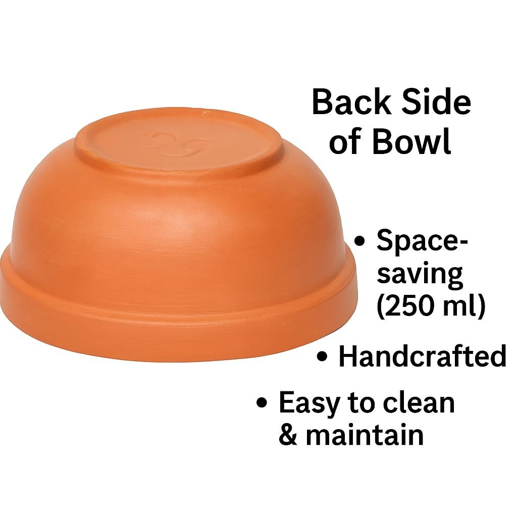 KSI Terracotta Bowl Set of 4 | Handmade Clay Bowls for Serving | Non-Toxic, Eco-Friendly & Heat Retaining | Ideal for Indian Dining, Curry, Dal, Soup & Snacks (B-6 Size) - Image 4