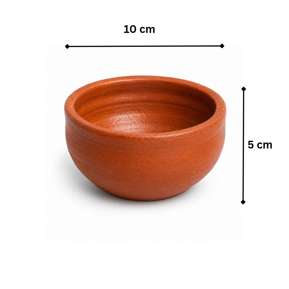 Traditional Handmade Terracotta Clay Bowl Set with Lid, Pack of 4 - Image 4