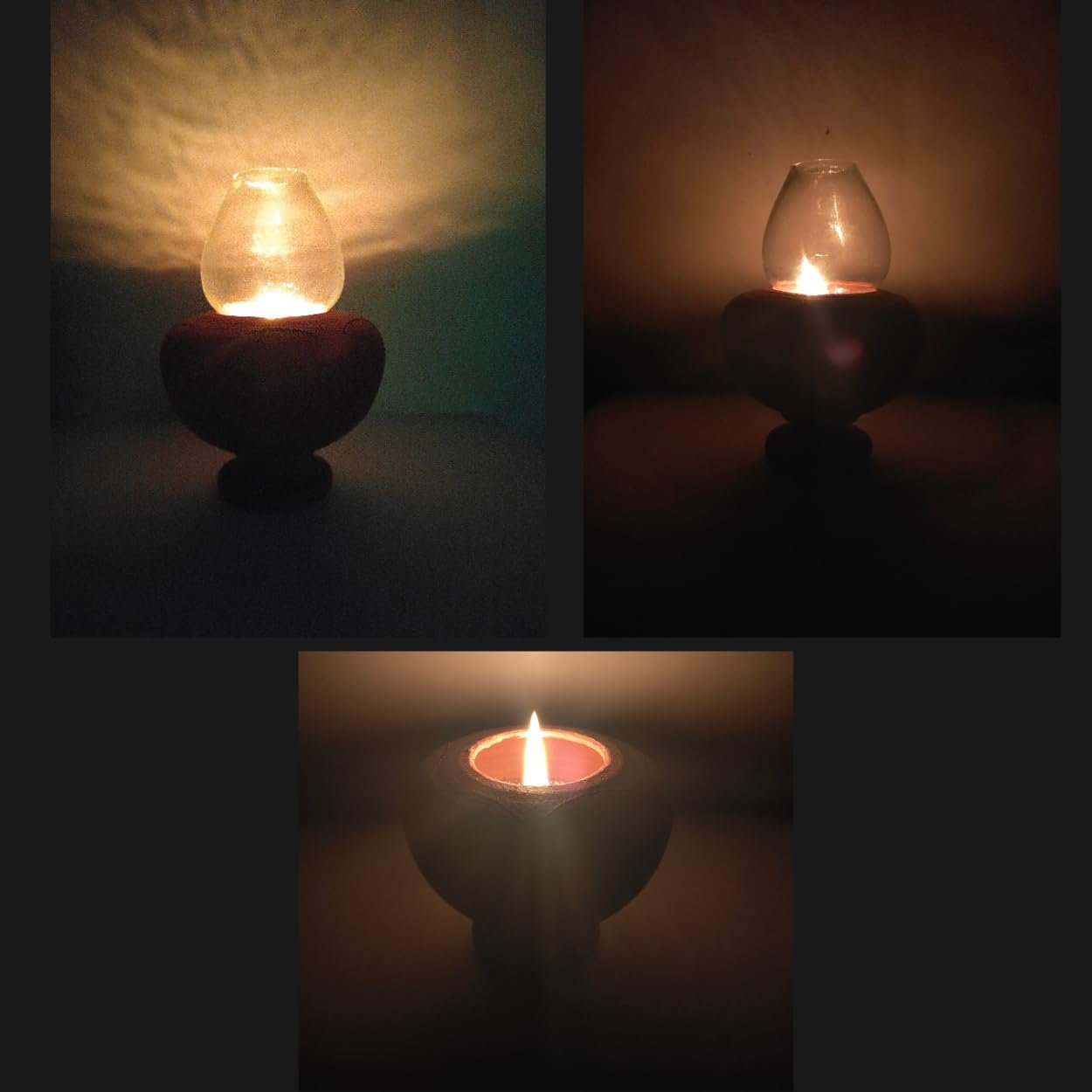 HIMAVAT Handmade Natural Terracotta Clay Chimney Lamp With Glass Cover - Oil Diya for Pooja - Vintage Pack of 5 - Image 5