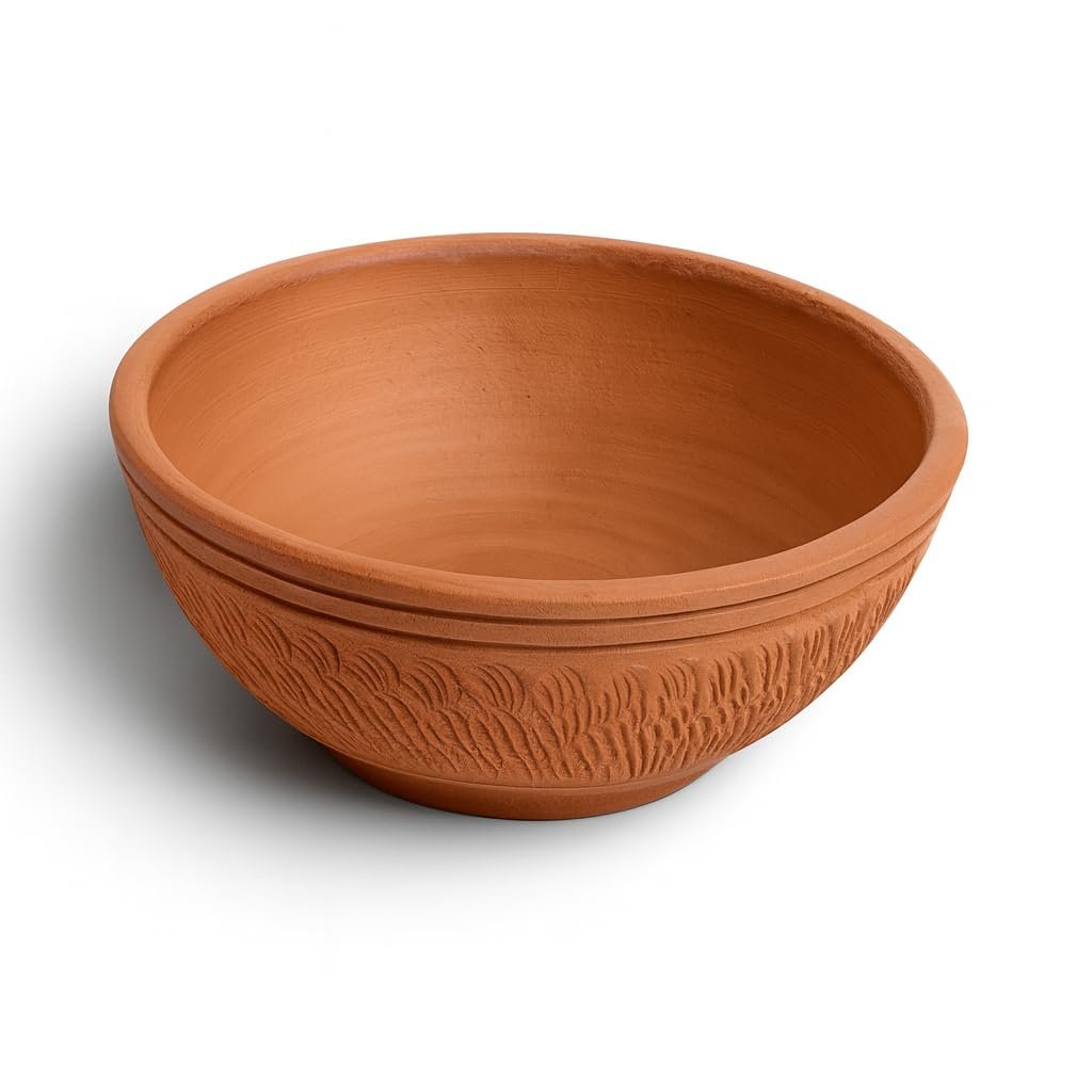 Bharatsastra Handcrafted Terracotta Clay Bowl | Eco-Friendly Mitti Bowl for Serving, Kitchen & Dining | Traditional Handmade Earthen Bowl | Set of 1