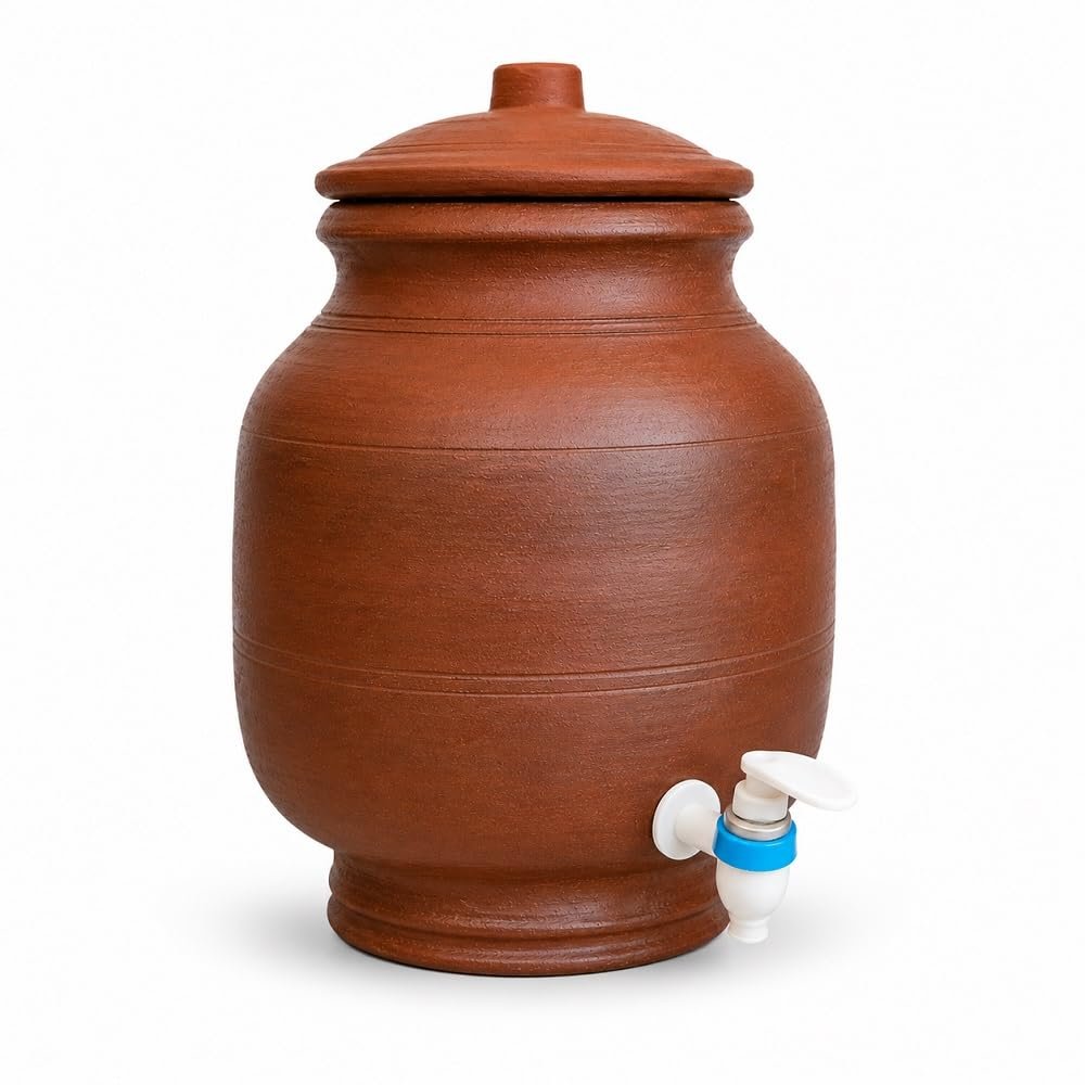 Handcrafted Terracotta Water Storage Pot with Tap, 5 Litre