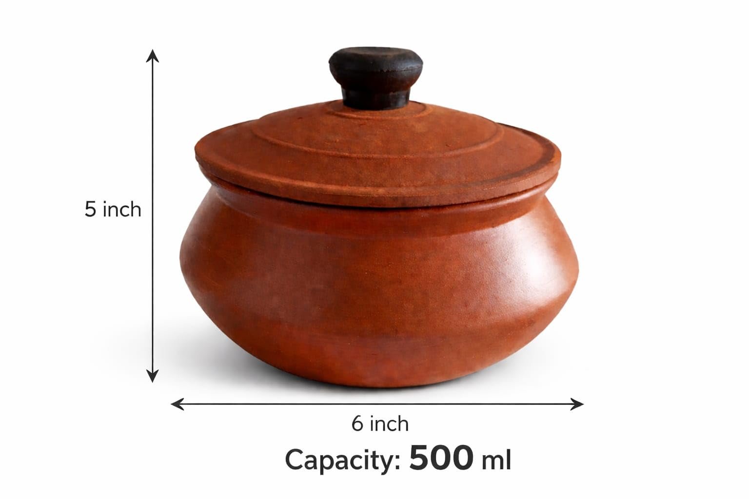 JL Handicraft Earthen Clay Handi 500 ml with Lid | Traditional Mitti Pot for Cooking, Curd & Serving | Natural Terracotta Pot for Kitchen Use - Image 9
