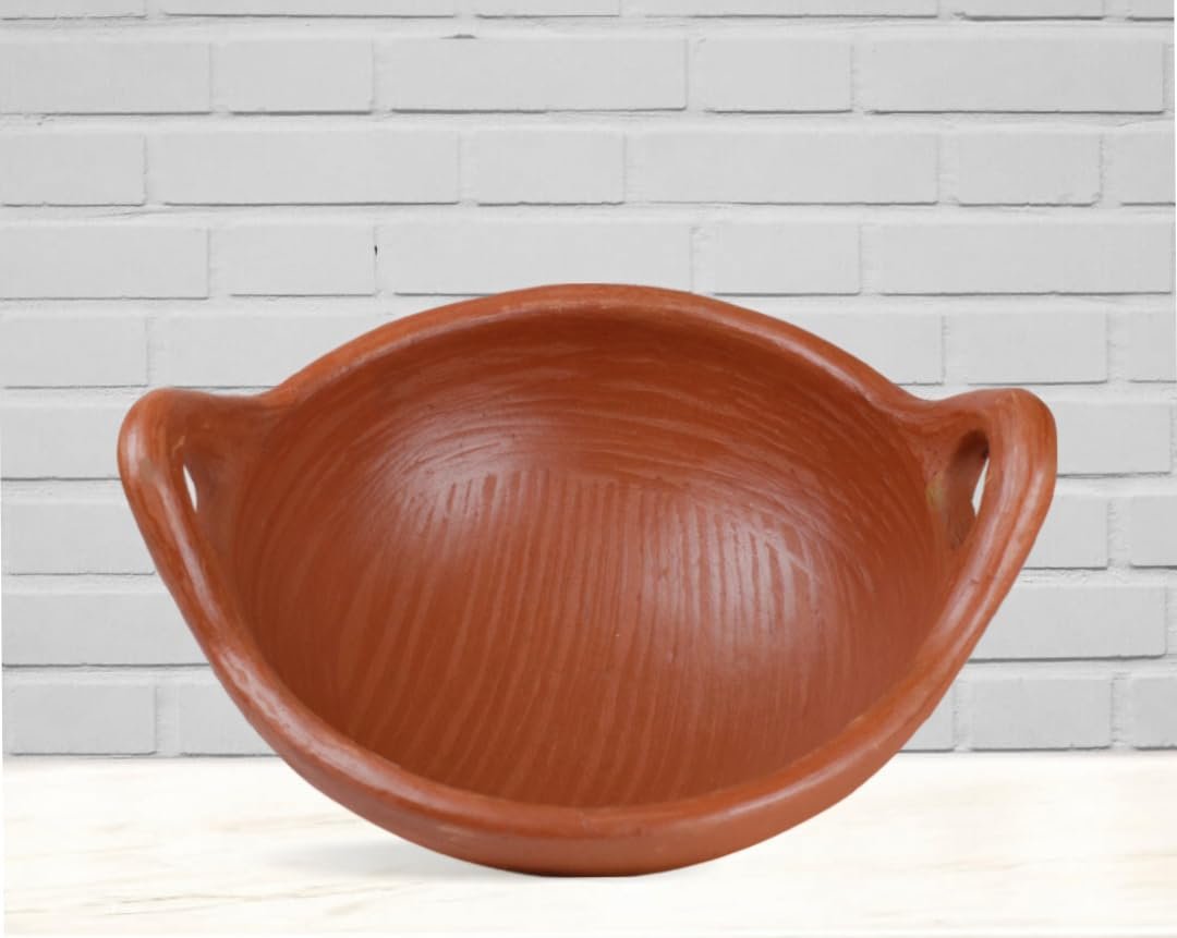 Earthen Handi with Handle | Clay Kadai | Clay Pot for Cooking | 1-2-3Liter | Handcrafted | Unglazed | Pre-Seasoned | Gas Stove Friendly - Image 2