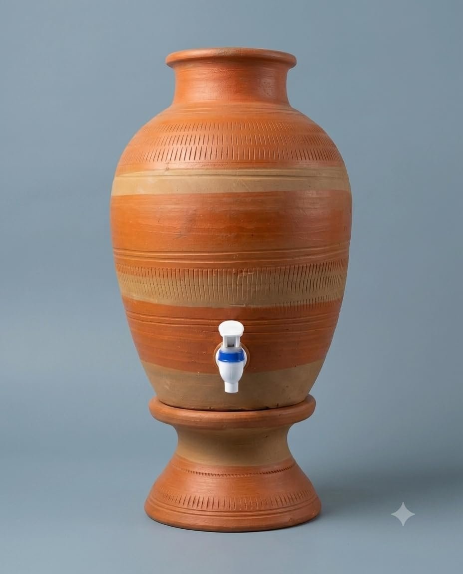 Terracotta Water Matka with Tap, 5-7 Litre for Home and Office Very Heavy and Very Thick
