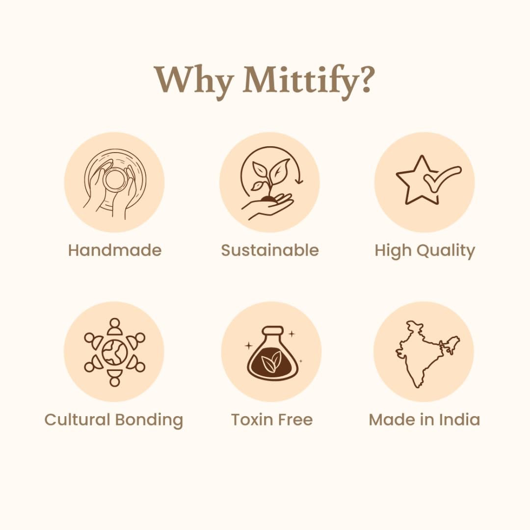Mittify Handmade Clay Indian Pooja Oil Lamp, Indian Clay Diya Lamp, Aakhand Diya Design for Diwali, Clay Oil Lamp for Pooja, Lamp Oil,Long Lasting Burn Time Oil Lamp - Image 8