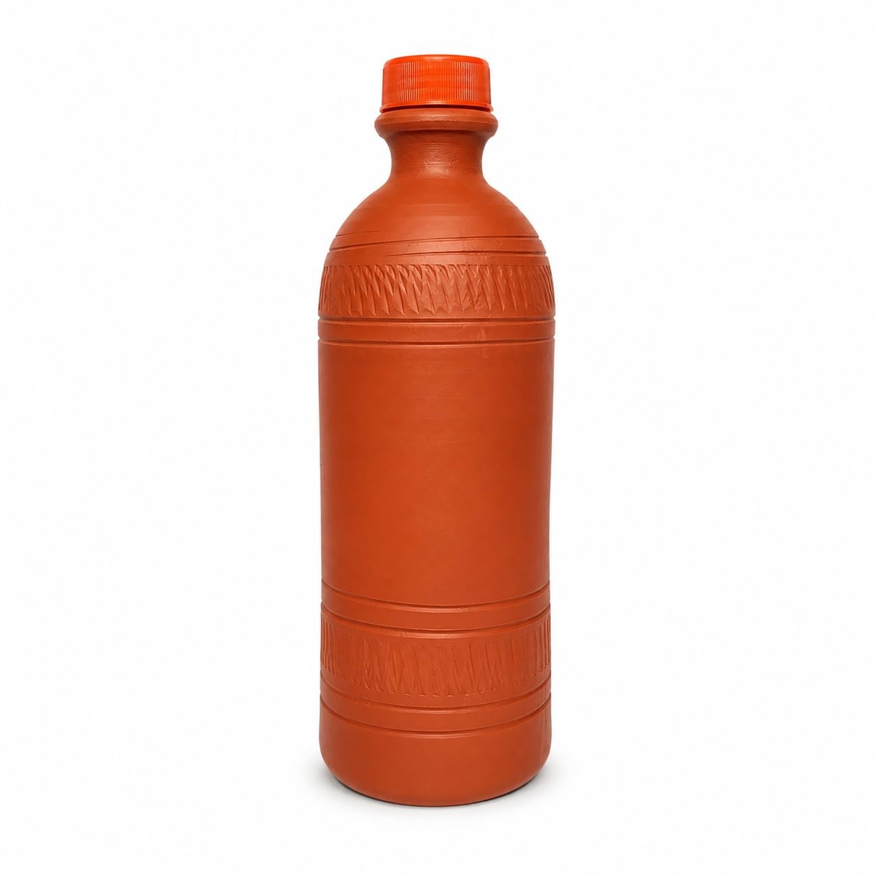 PUSPA Handcrafted Earthen Mitti Ki Bottle | Reusable Clay Drinking Water Bottle 750 ml Terracotta Bottle (Pack of 1, Brown)