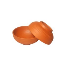 PUSPA Earthenware Dessert Bowl Terracotta Reusable Handmade Clay Katori | Mud Serving Bowl of Chatni 100ml Each (Pack of 2, Light Brown)