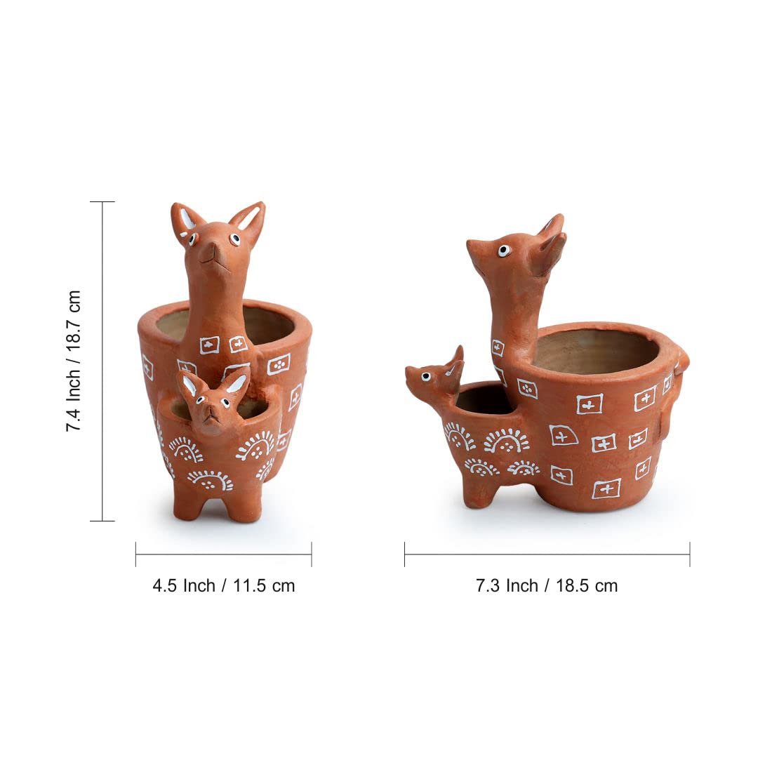 ExclusiveLane 'Kangaroo & Kid' Table Planters for Living Room (7 Inch, Handpainted)| Flower Pots Terracotta Planters Pot for Home Decoration Plant Pot for Indoor Plants Clay Terracotta Pots for Plants - Image 6