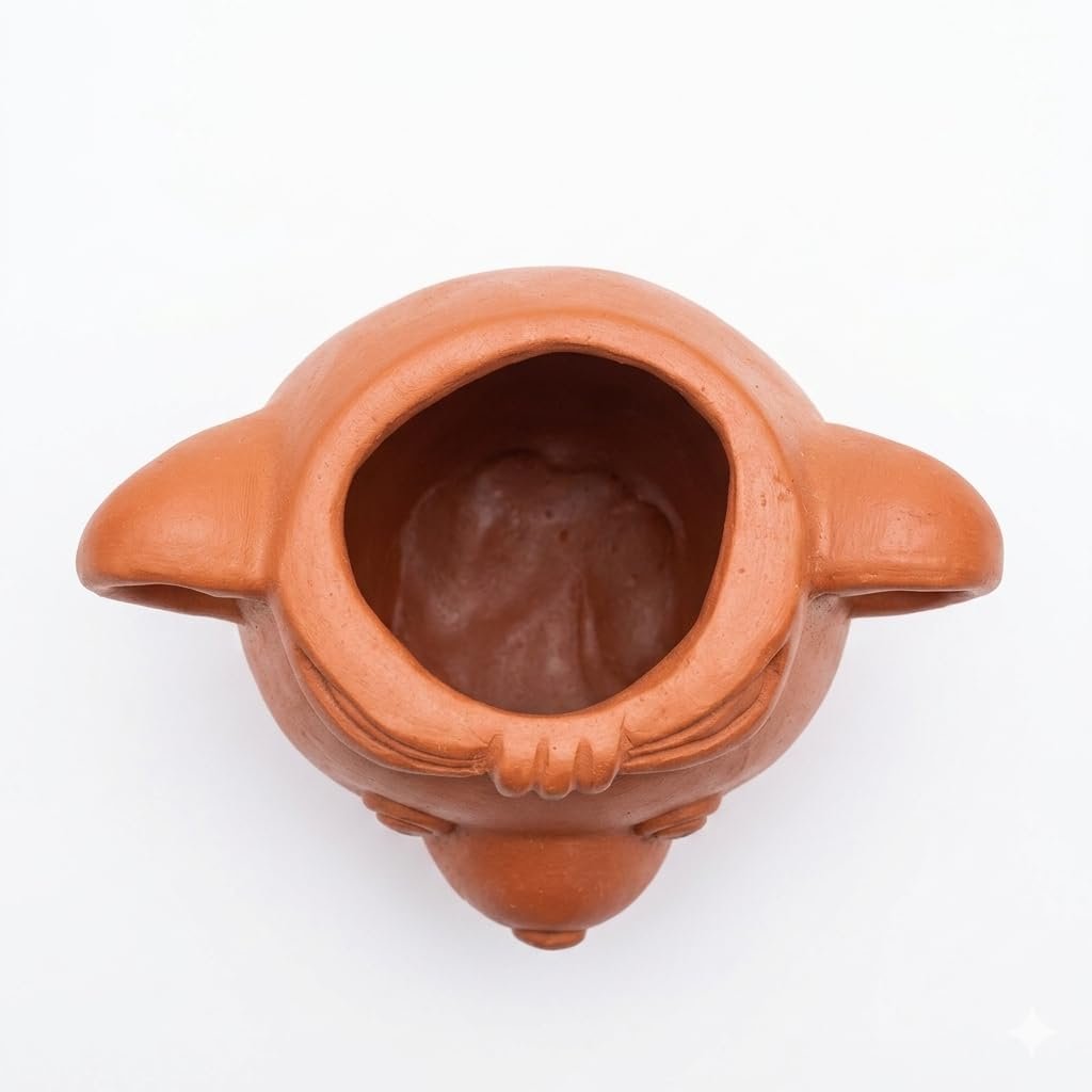 Terracotta Clay Teddy Bear Planter Pot for Home Decor | Handmade Eco-Friendly Mini Flower Pot for Indoor Plants & Succulents | Cute Decorative Clay Pot - Image 3
