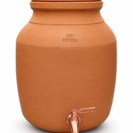 Handmade Terracotta Water Pot with Metal Tap & Lid (3, Liters)