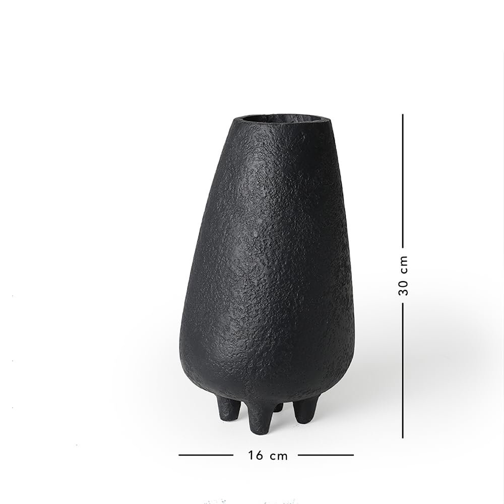 Ellementry Midnight Terracotta Vase - Tall, Classic Flower Vase for Living Room, Bedroom, Home & Office Décor, Flower Pot for Table-Top Centerpiece - Image 4