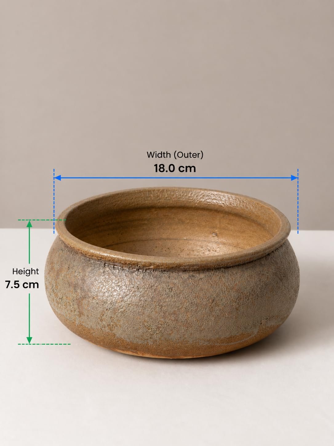 PLANT MOOLS Antique Handi Pot Authentic Indian Clay Planter for Indoor Outdoor Use - Image 3