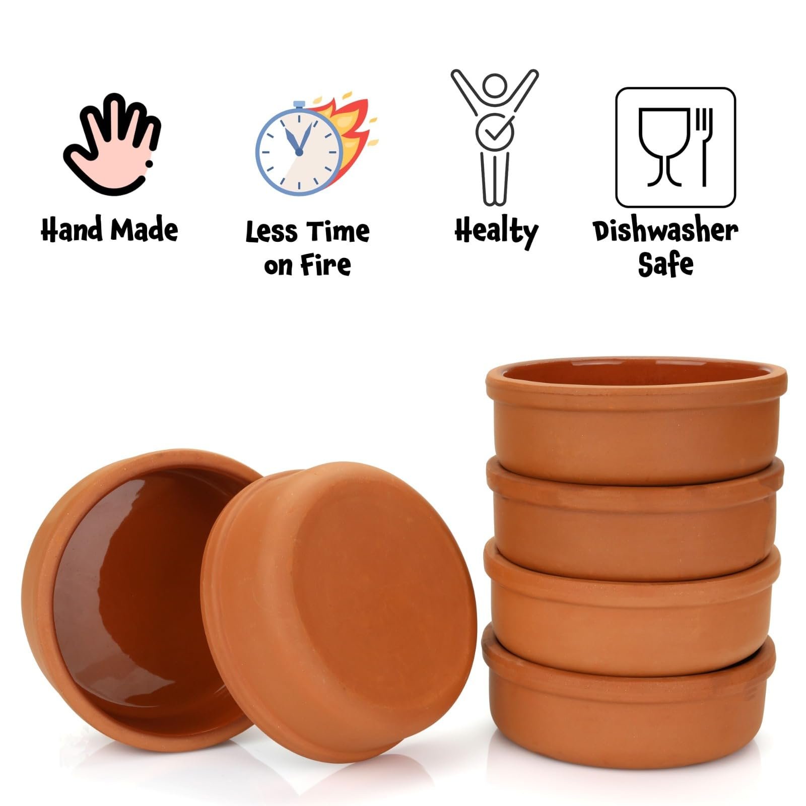 Areste Clay Pot for Cooking Pots,Terra Cotta-Rustic Clay Pan-Turkish,Indian,Spanish,Mexican Cazuela Dishware/Cookware -Vintage Cooking -Premium Terracotta Soup Bowl |Delicious Homemade Meals - Image 3