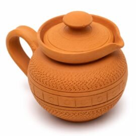 Handcrafted Terracotta Clay Milk Pot with Lid & Handle | Traditional Earthenware Doodh Patila for Serving | Natural Mitti Pot, Eco-Friendly, Heat Resistant | 400ml Capacity