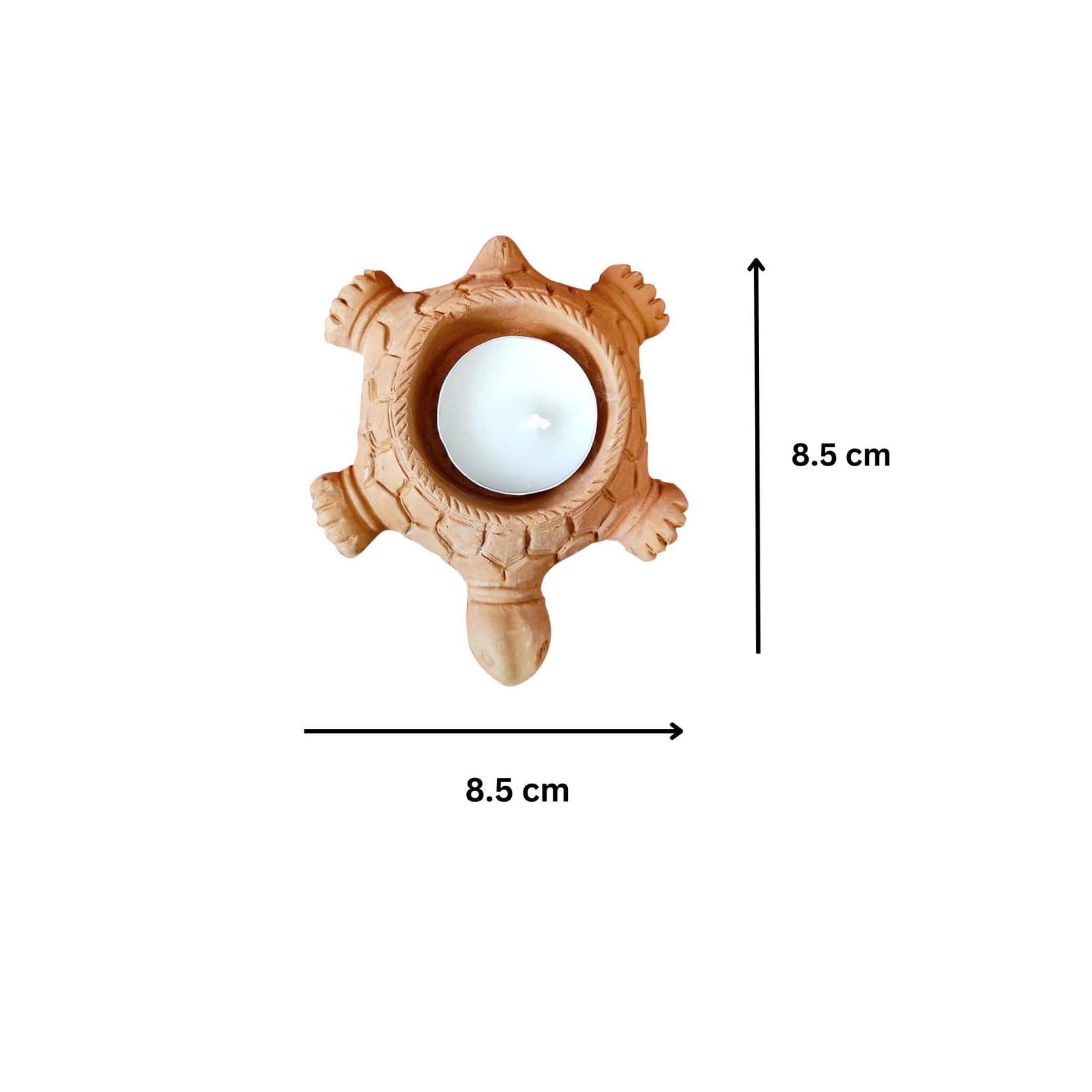 Gachwala Terracotta Tealight Candle Holders – (Pack of 1), Handmade Clay Turtle Figure, Vastu Feng Shui Tortoise for Success Good Luck Clay Tortoise, Candle Stand, Terracotta Decorative for Home - Image 3