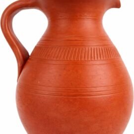 Clay Water Jug with Lid & Handle | Handmade Terracotta Water Pitcher (Mitti Ka Surahi) for Drinking Water | Natural Cooling Earthen Pot | Eco-Friendly 1800ML