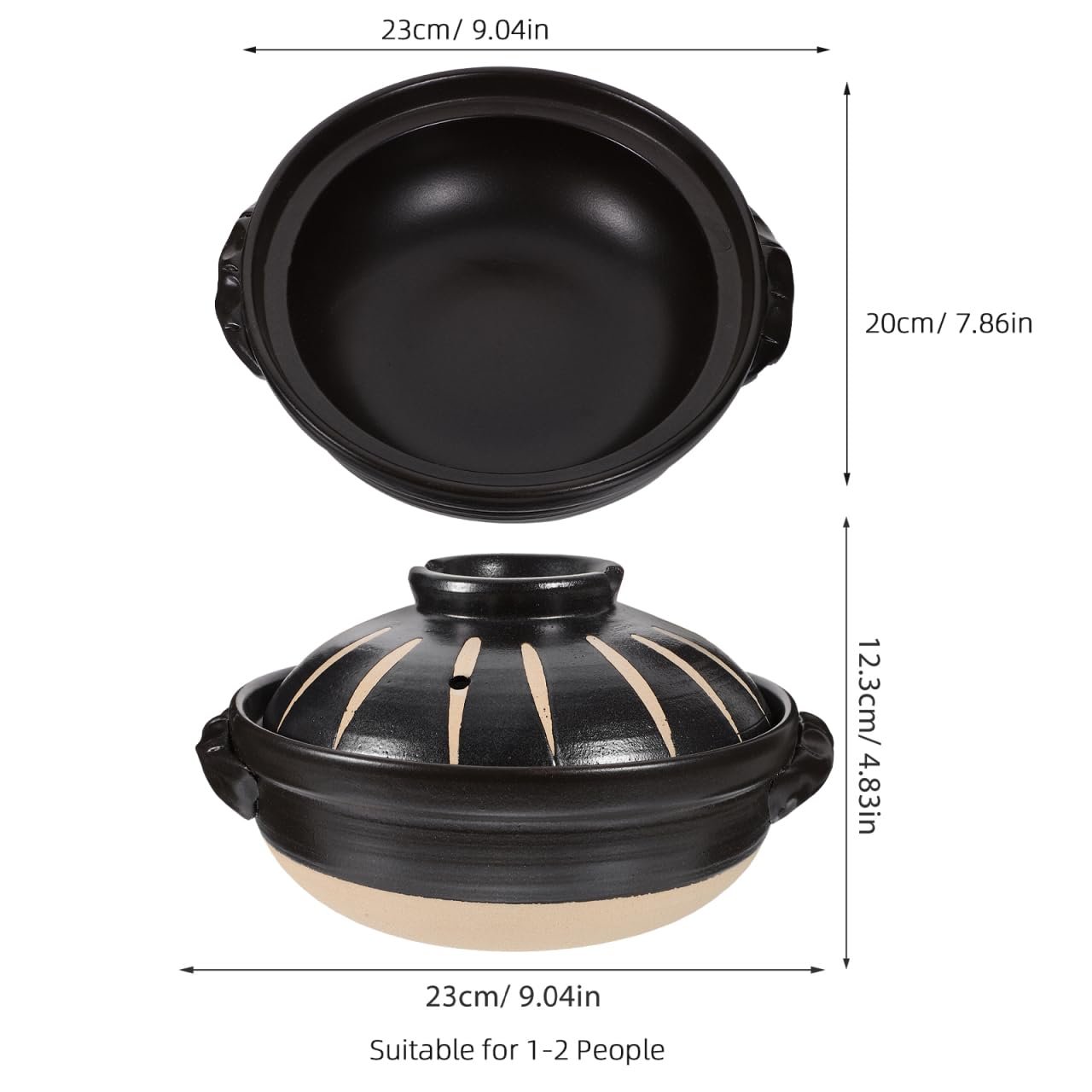 Japanese Donabe Ceramic Hot Pot: Casserole Earthenware Clay Pot Japanese Cooking Donabe Ceramic Casserole Pot Stock Pot Soup Pot Clay Cooking Pot for Shabu Shabu - Image 4