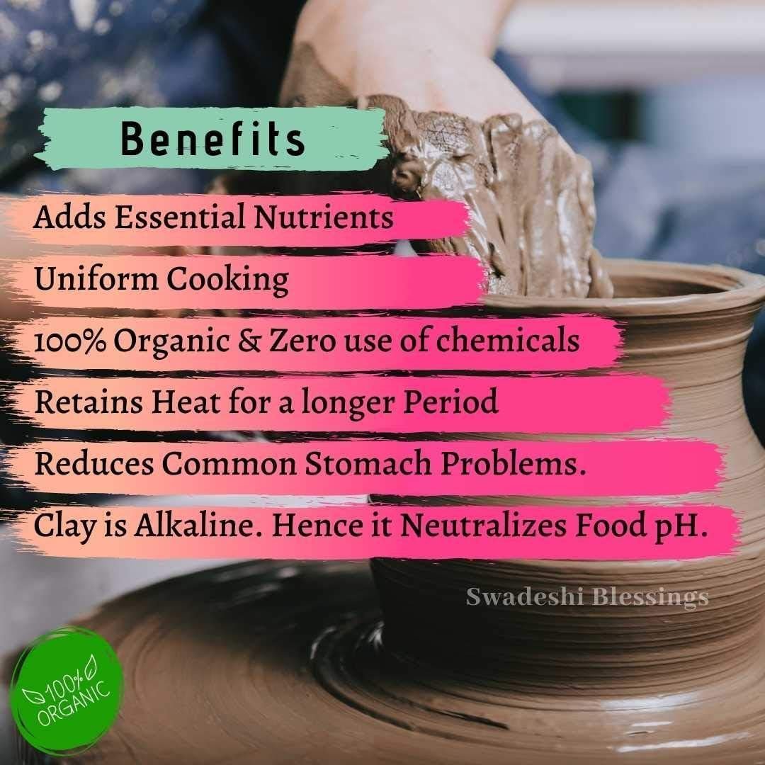 Swadeshi Blessings Exclusive Range Unglazed Clay Handi/Earthen Pot for Cooking with Lid (4 LTR, Black) (with Natural Firing Shade & Mirror Shine) + Free ASH for Cleaning (4) - Image 8