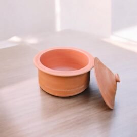 Handcrafted Terracotta Clay Cooking Pot with Lid – Traditional Earthen Cookware for Healthy, Natural Cooking – Ideal for Soups, Curries, and Stews - Mitti Patila for Milk Boiling