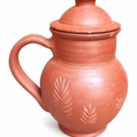 Kuyavan Mudpandam 1.3 Litre Terracotta Clay Water Jug with Lid – Natural Cooling Earthen Pot for Drinking Water | Handmade Matka for Home & Kitchen