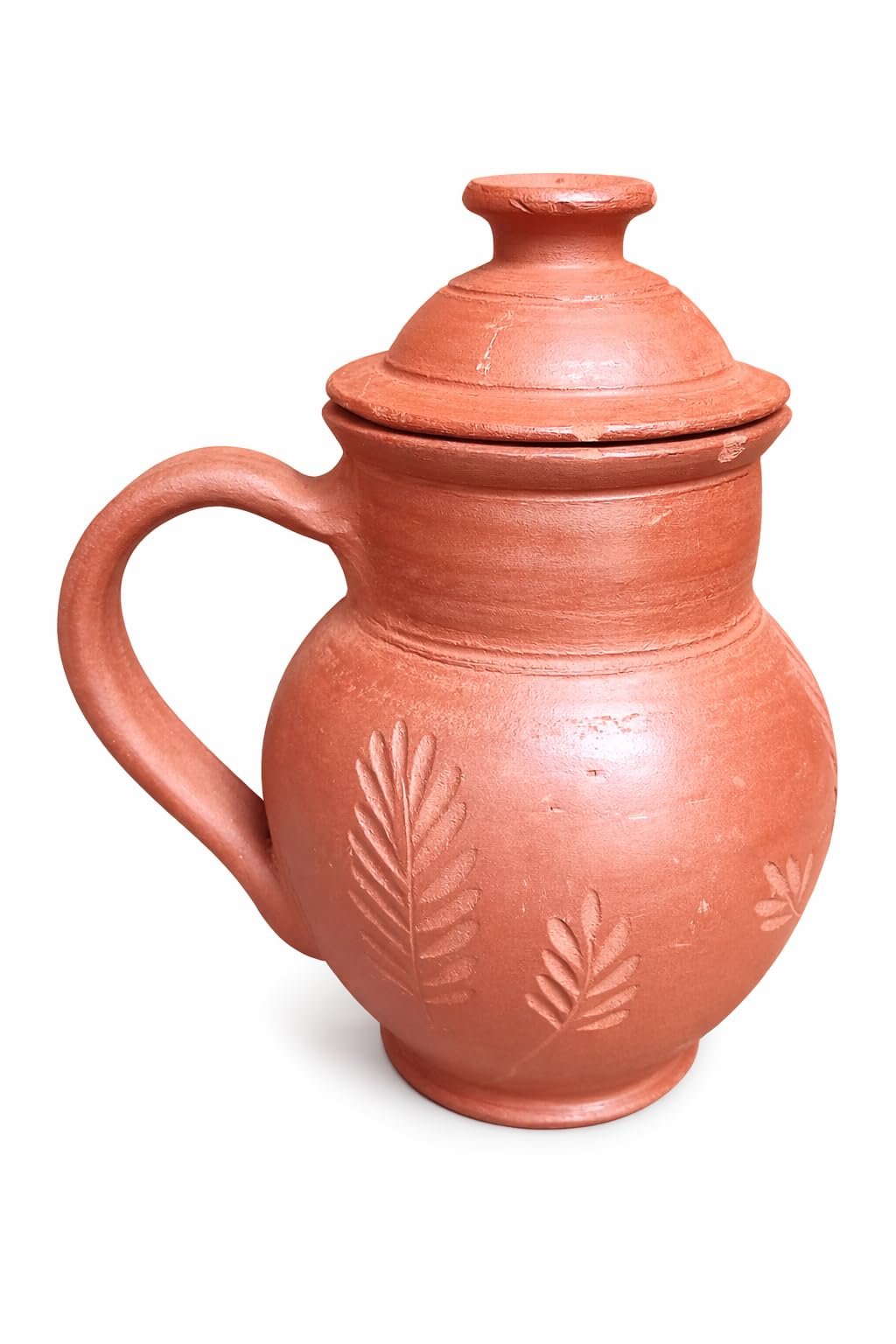 Kuyavan Mudpandam 1.3 Litre Terracotta Clay Water Jug with Lid – Natural Cooling Earthen Pot for Drinking Water | Handmade Matka for Home & Kitchen