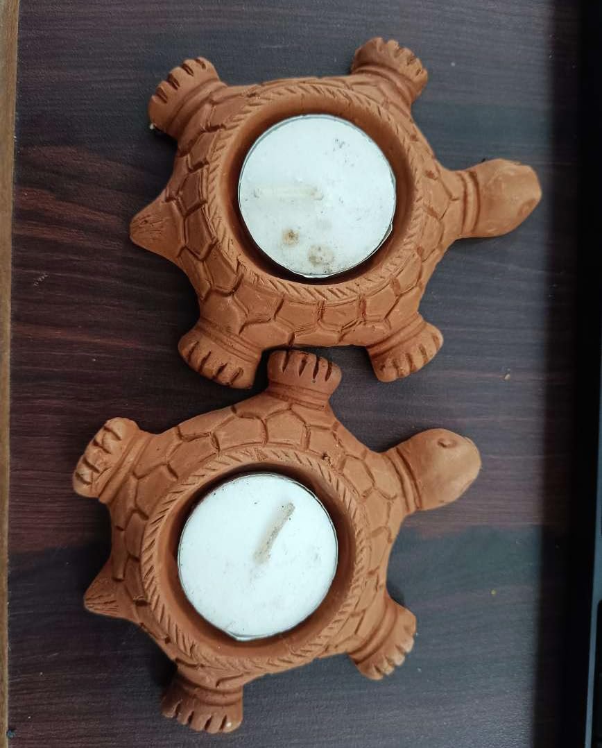 Gachwala Terracotta Tealight Candle Holders – (Pack of 1), Handmade Clay Turtle Figure, Vastu Feng Shui Tortoise for Success Good Luck Clay Tortoise, Candle Stand, Terracotta Decorative for Home - Image 5