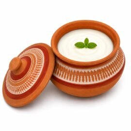 Handmade Clay Curd Pot with Lid Earthen Yogurt Setting Handi 500 ML