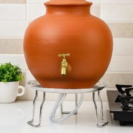 ASIAN Stainless Steel Dish Stand for Matka/Water Pot | Heavy Duty Holder with Pipe | Ideal for Kitchen & Home Use | Durable Rust-Free Steel Dish Base for Earthen Pots