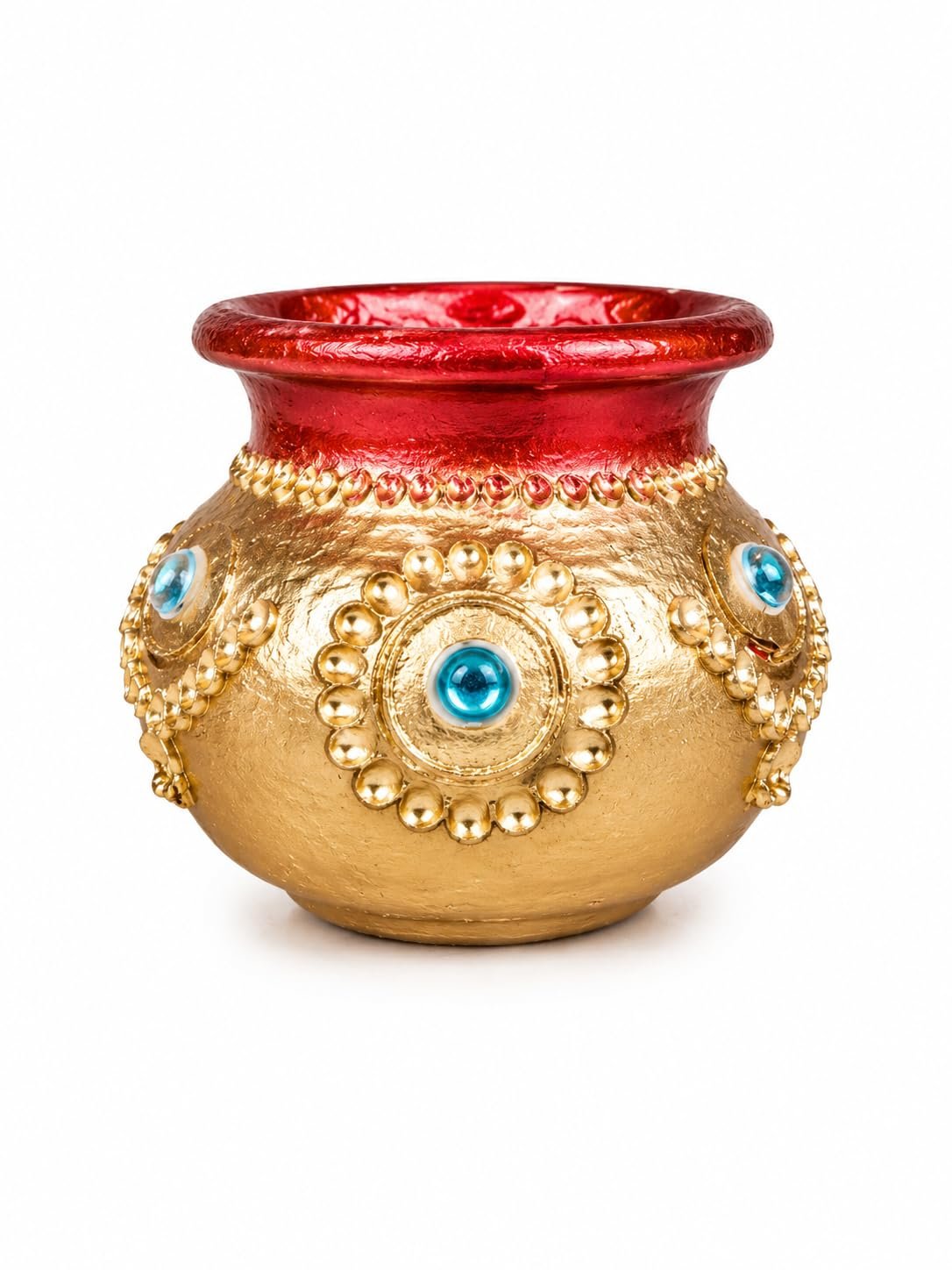 Terracotta Handpainted Divine Clay Kubera Lakshmi Pot Set with Lid | Set of 3 Handmade Terracotta Kubera Paanai | Clay Kubera Pot for Lakshmi Kubera Puja, Pooja Room, Home Temple Decor - Image 6