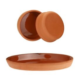 Areste Clay Pot for Cooking, Non Stick Mexican Clay Pots, Oven Safe and Dishwashable Terracotta Cooking Pots, Terracotta Clay Bowls for Food and Serving, Terracotta Plates (2 Round, 1 Ellipse)
