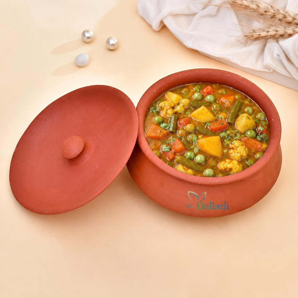 Organic Clay Dahi Handi | Clay Handi | Mitti Handi | Curd Pot Medium Size | Clay Handi for Cooking Veg & Non Veg Food