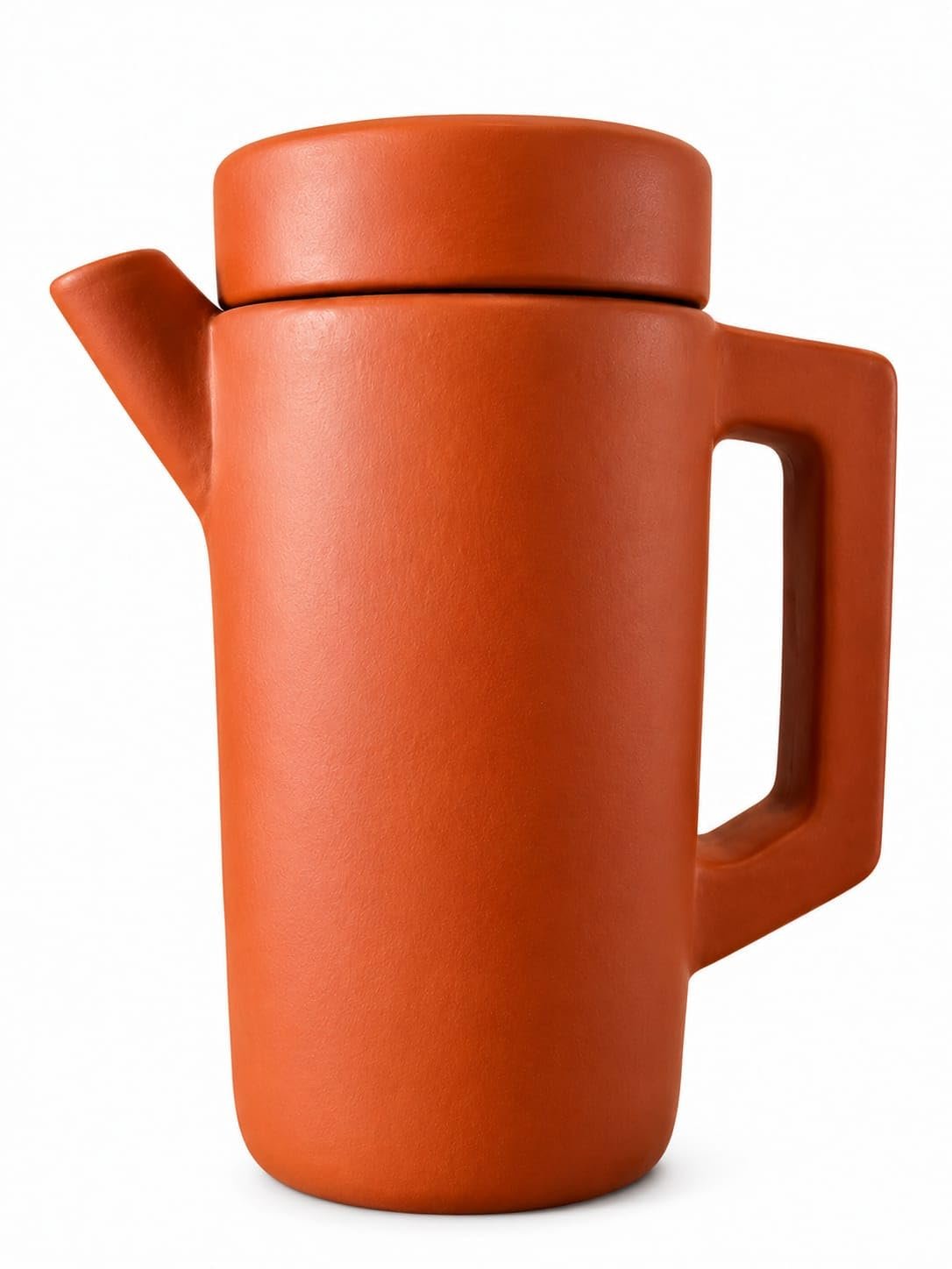 BINDU ELITE ENTERPRISES Natural Terracotta Multi Purpose Clay Flask with Lid&Handel|Natural Clay Matka WaterJug|Earthen Pot for Cool Drinking Water| Beverages|Eco-Friendly Terracota Mud Jug|