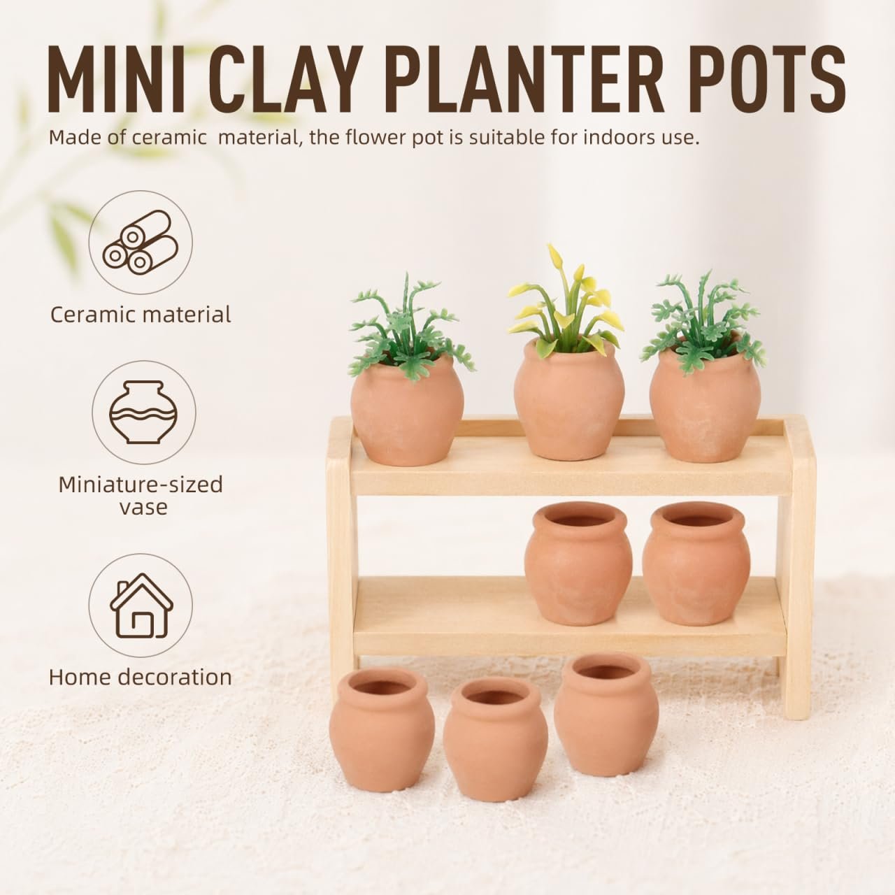 OFFSCH 8Pcs Mini Ceramic Pot Clay Mini Water Pots for Bonsai Orange 0.9In - Image 8