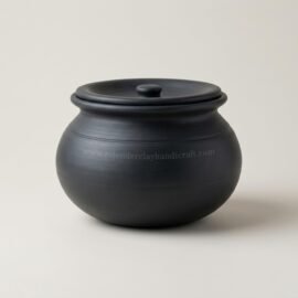 Black Mitti Handi 5 Liter | Handmade Clay Pot for Cooking | Earthen Cookware for Slow Cooking Dal, Curry, Biryani & Sabzi | Natural Eco-Friendly Chemical-Free | Retains Flavor | Gas Stove Safe