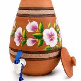 Gullak Terracotta Craft Handmade Terracotta Clay Water Dispenser with Tap, 5 Litre, Natural Earthen Water Pot for Home, Kitchen & Office, Brown