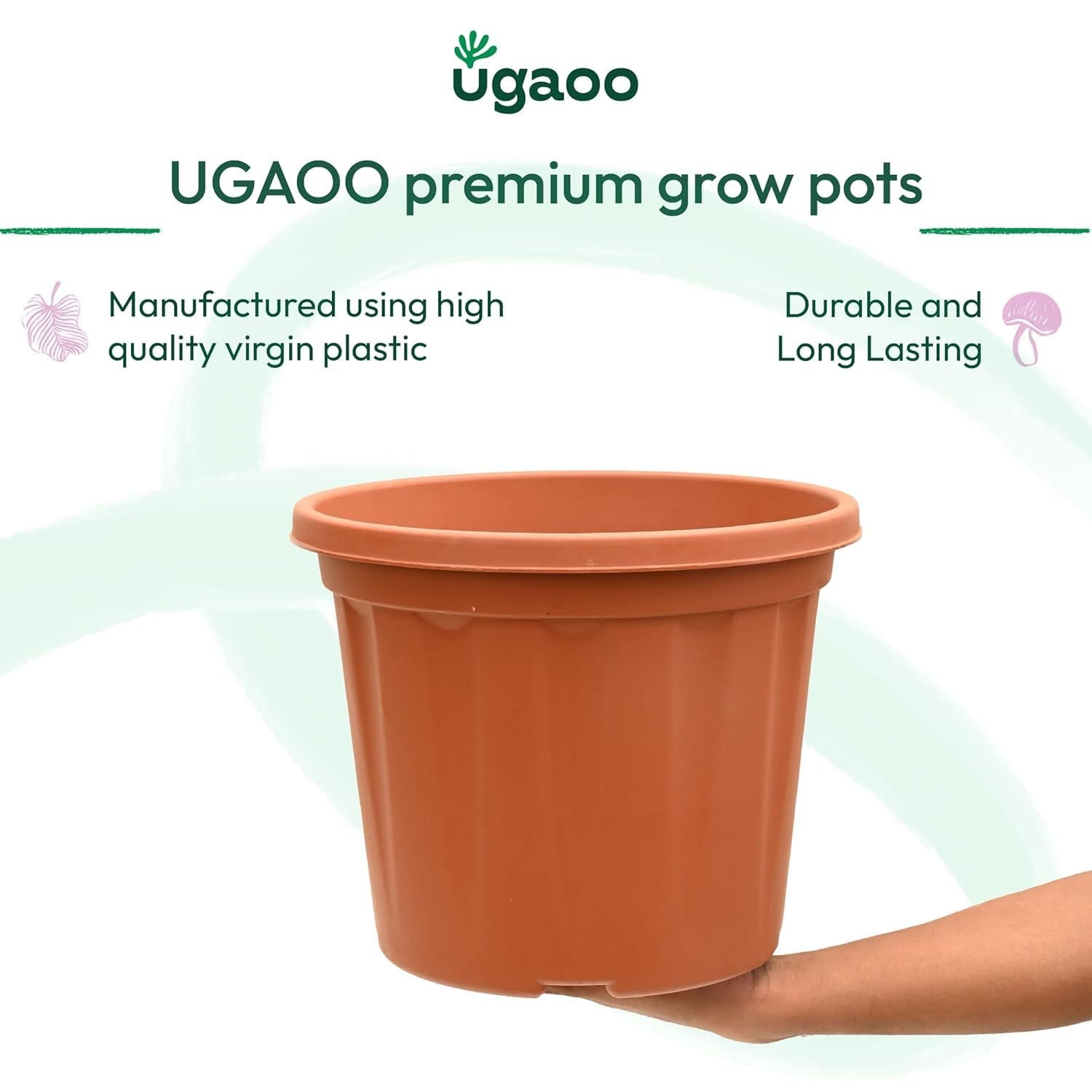 UGAOO UV Treated Gardening Pots with Saucer(Bottom Tray) for Plants – 12 Inch (Terracotta) Plastic Plant Pots | Indoor & Outdoor Planters for Home, Balcony & Garden | Set of 10 - Image 4