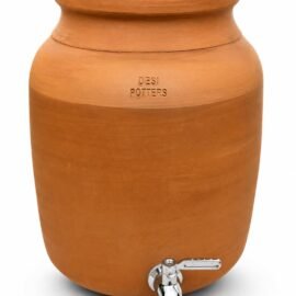 Handmade Terracotta Water Pot with Metal Tap & Lid (20, Liters)