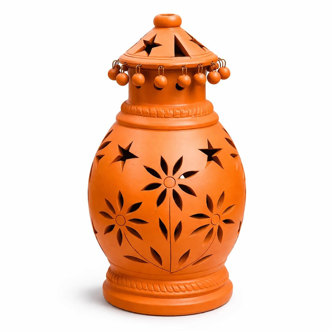 ShopMeFast Decorative Traditional Clay Terracotta Lantern, Hanging Lantern for Home Decor and Garden Decor (12 Inches) - Image 6