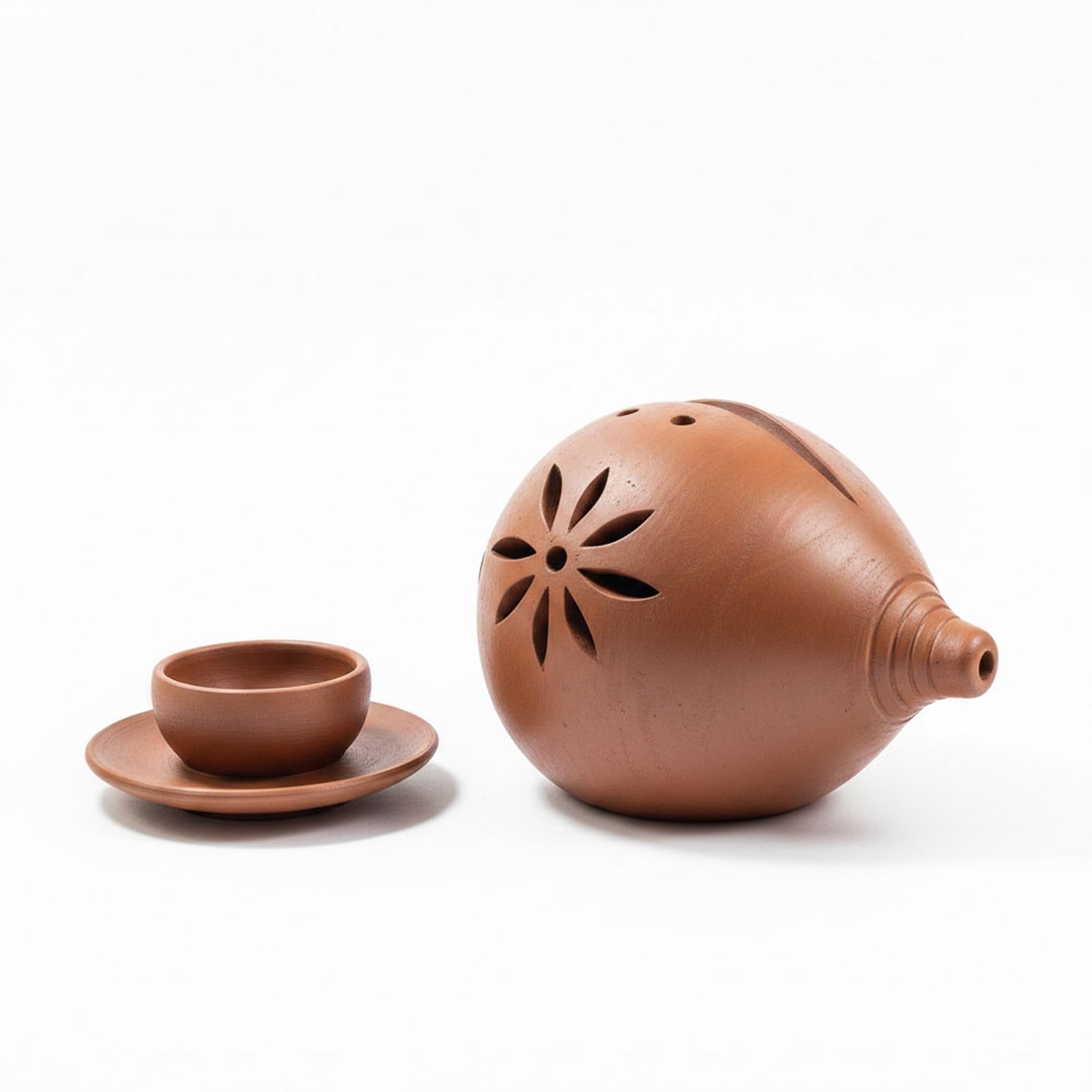 Red Clay Shankh Diya | Terracotta Earthen Oil Lamp for Pooja | Mitti Diya for Pooja | Aromatherapy Diffuser | Mitti Pooja Deepak| Clayshilp - Image 7